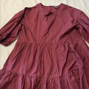 a new day Burgundy puffy Sleeve Dress